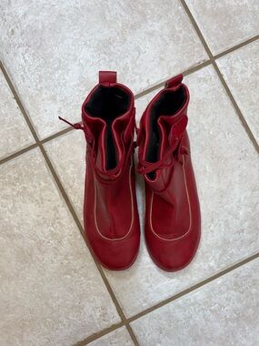 Women’s Casual faux leather Red Ankle Boots - Sleek Casual Style